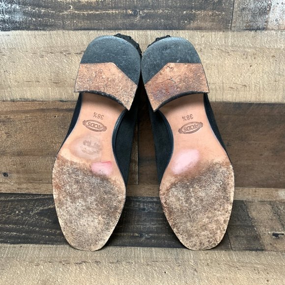 Tod's Black Suede Block Heel Loafers - Picture 5 of 7